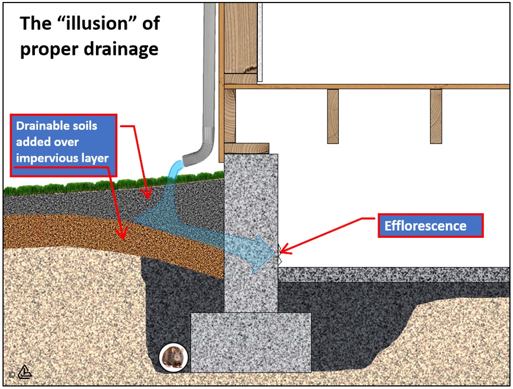 Diagram showing how water. Runoff can leak into crawlspace